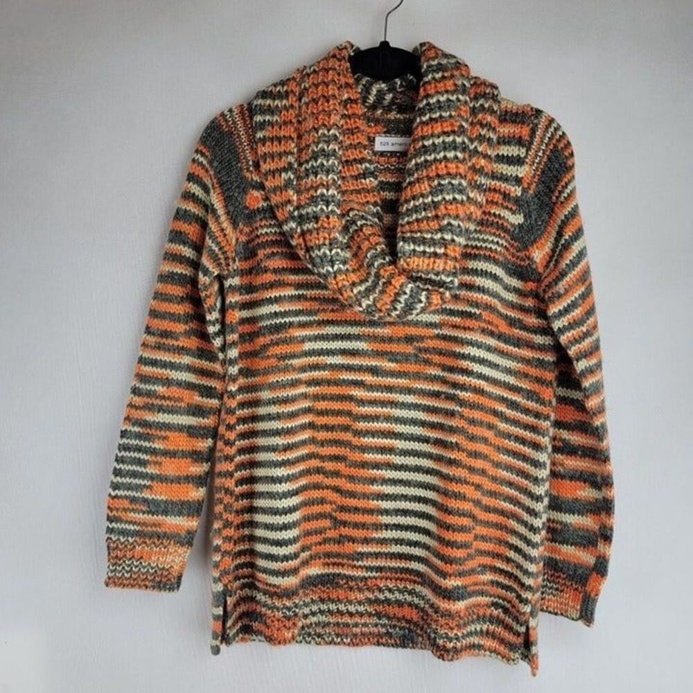 525 America Womens Size Small Orange Green Crewneck Wool Blend Sweater w Eternit
